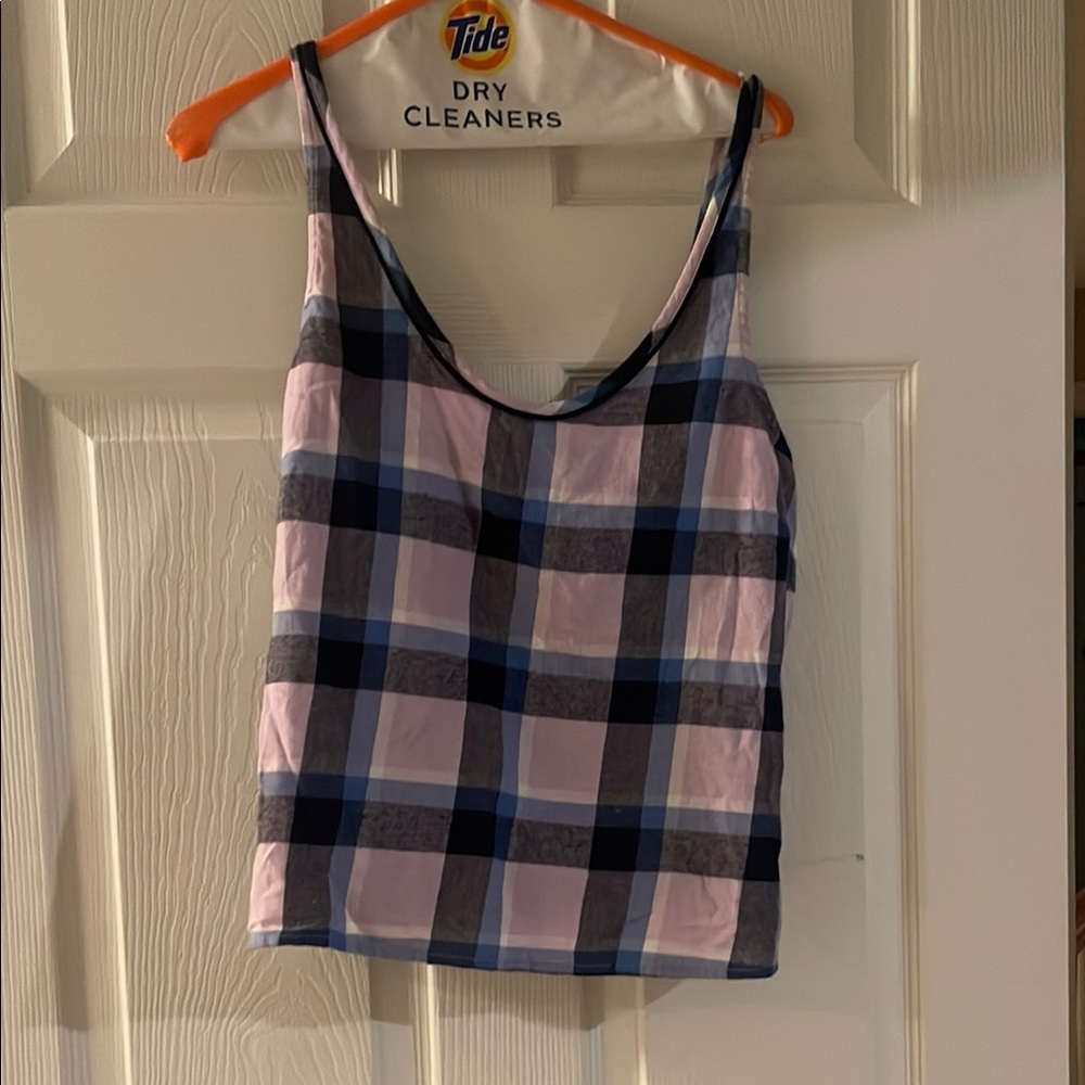 Aerie Blue and Pink Flannel Pajama Camisole